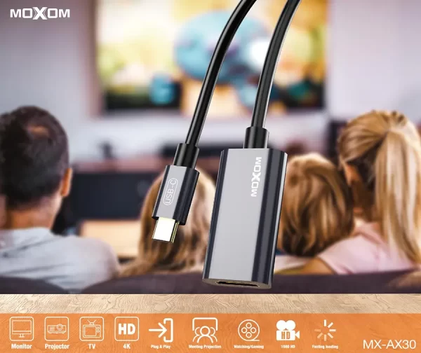 کابل تبدیل TYPE-C به HDMI 4K موکسوم مدل MX-AX30