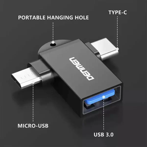 تبدیل OTG USB به TYPE-C و MICRO دنمن مدل DU12
